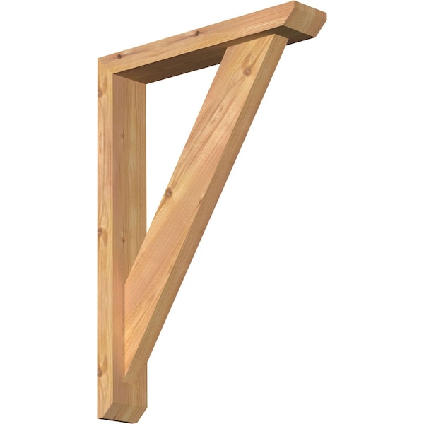 Ekena Millwork Traditional Slat Smooth Bracket w/ Offset Brace, Western Red Cedar, 3 1/2"W x 18"D x 26"H BKT0402X18X26TRA06SWR - main